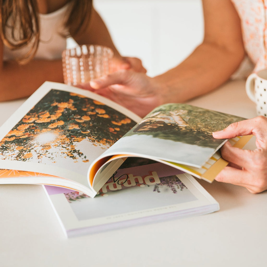 Pippin Girl bloom collection books with mother and daughter in the background